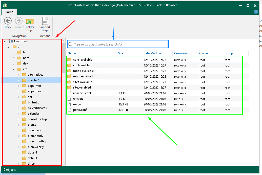 Veeam : Restaurer un fichier depuis une VM Linux