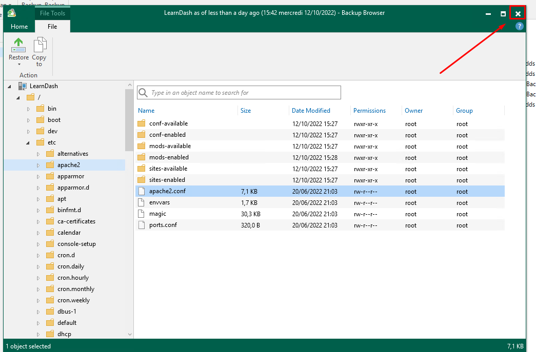 Veeam : Restaurer un fichier depuis une VM Linux