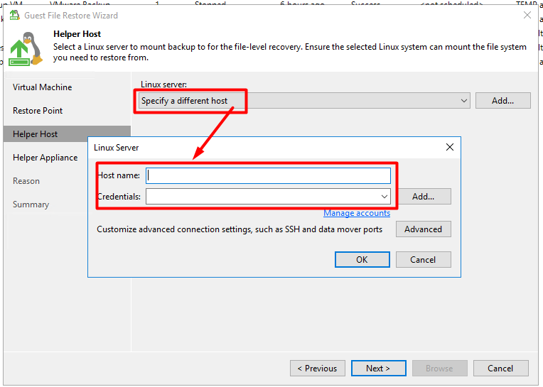 Veeam : Restaurer un fichier depuis une VM Linux