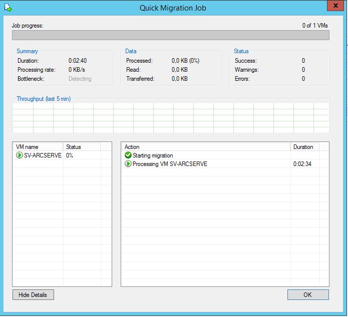 Veeam : migration d'une VM à chaud