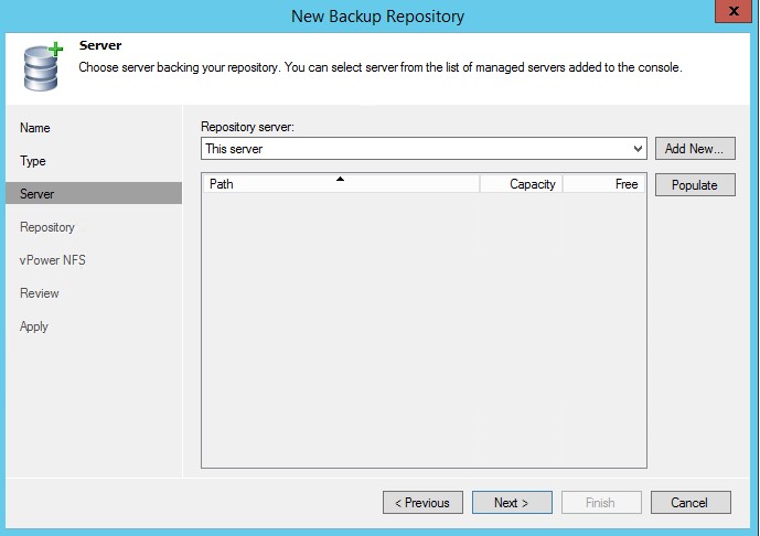 Veeam Backup et Replication 8.0 : Ajout d'un Backup Repository