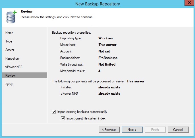 Veeam Backup et Replication 8.0 : Ajout d'un Backup Repository