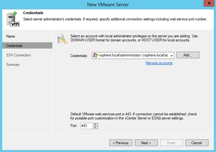 Veeam Backup et Replication 8.0 : ajout de la connexion au vCenter