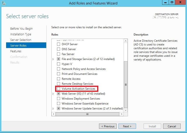 Windows Server 2012 : installation et configuration du rôle VAMT pour les licences KMS