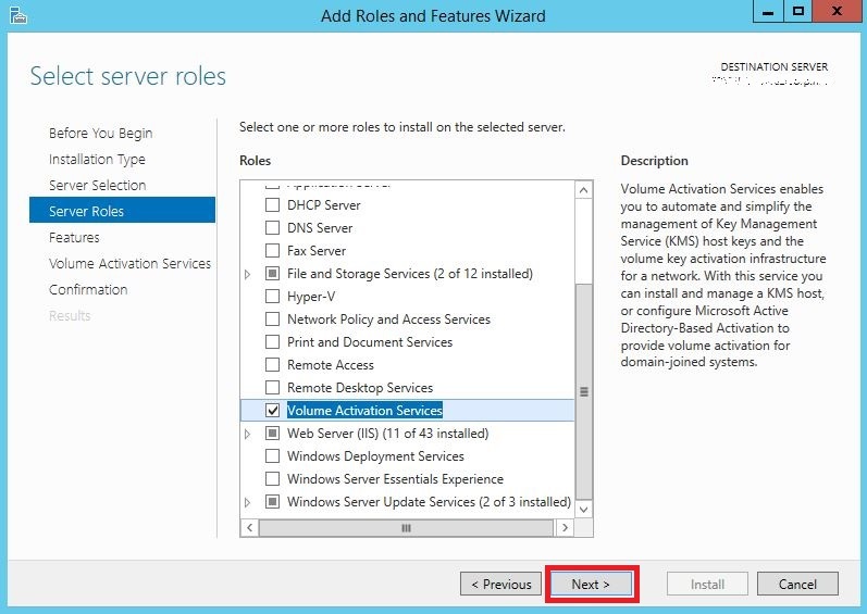 Windows Server 2012 : installation et configuration du rôle VAMT pour les licences KMS