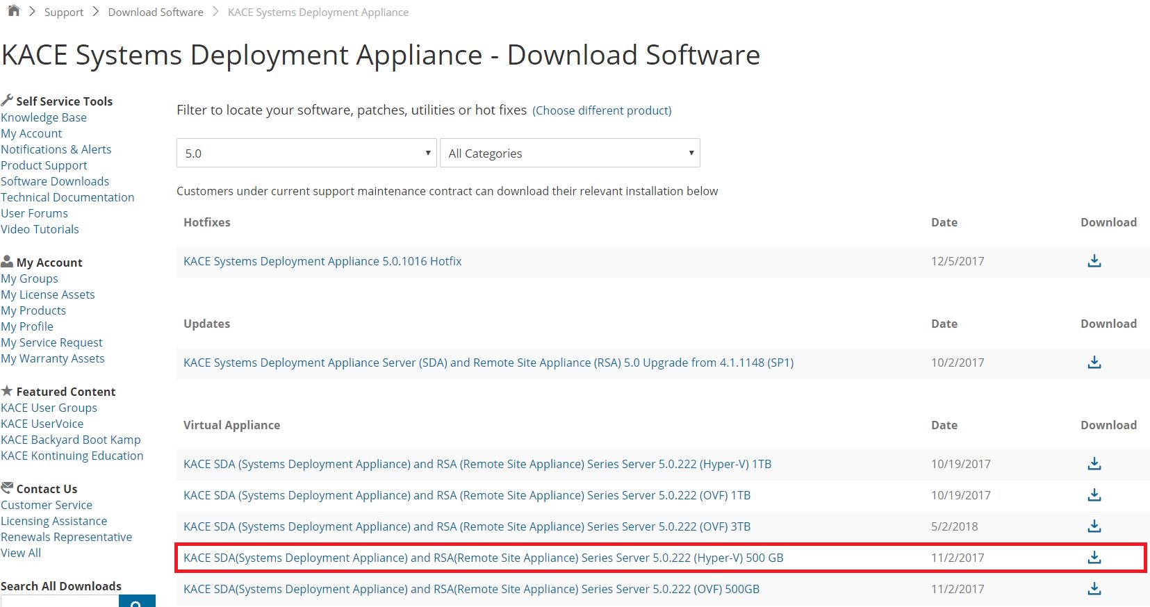 Kace : Déploiement du SDA Systems Deployment Appliance