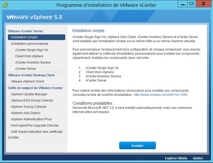 VMware : Installer vCenter Server 5.5 sous Windows Server