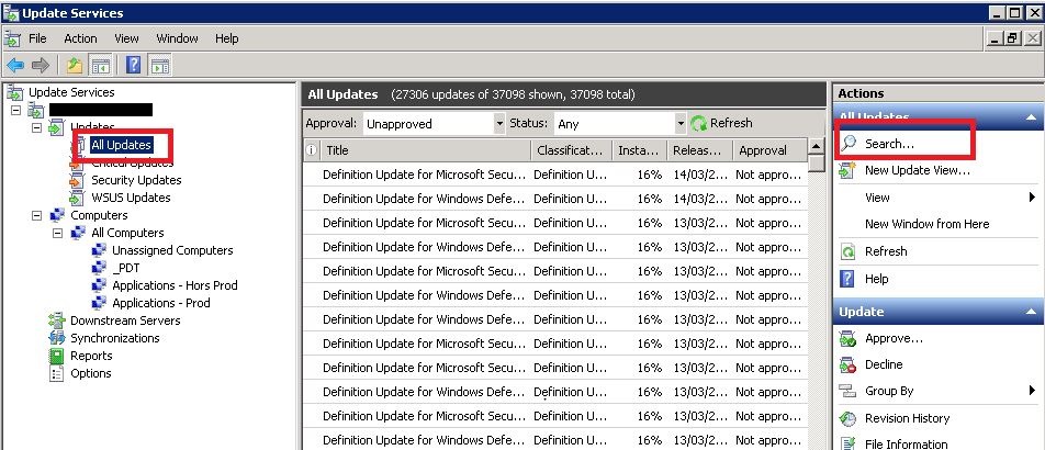 WSUS : ajouter des mises à jours depuis le Catalogue Microsoft Update