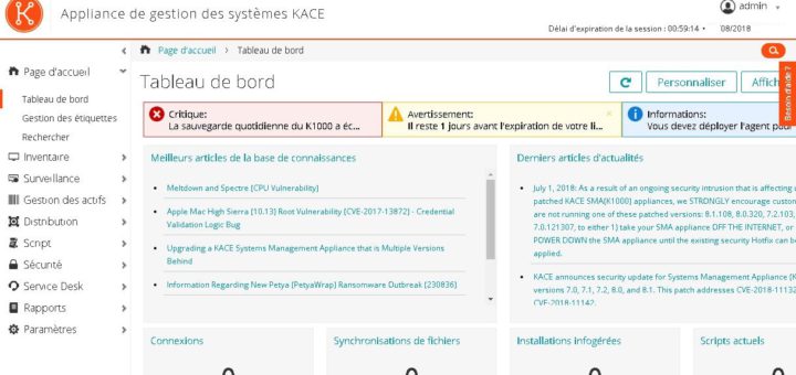 Kace : Déploiement du SMA Systems Management Appliance