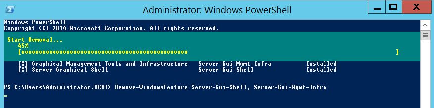 Windows Server 2012 Core : Installer/supprimer l'interface graphique