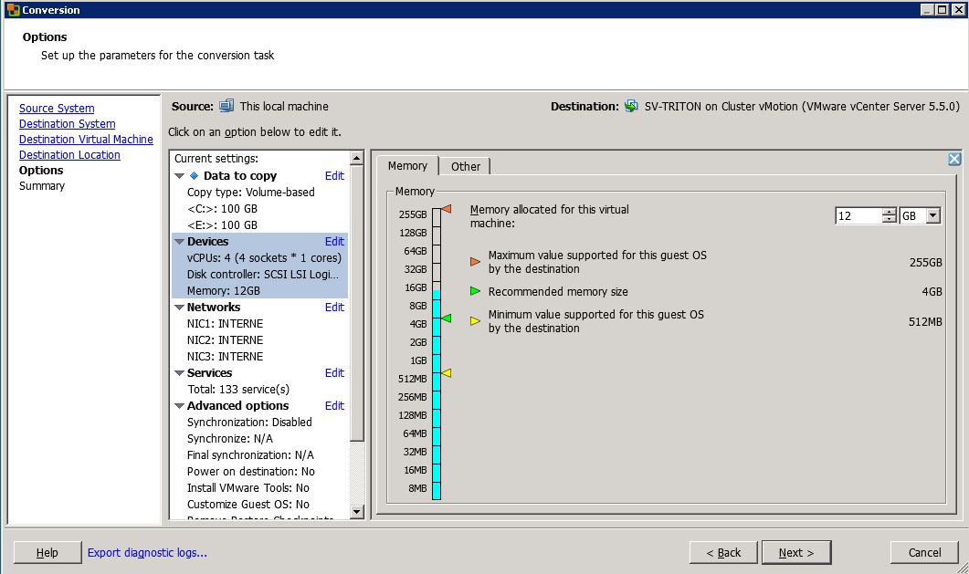 VMware : Conversion en machine virtuelle d'une machine physique (P2V)