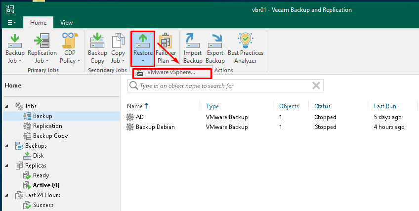 Restauration instantanée de VM avec l'Instant VM Recovery de Veeam Backup