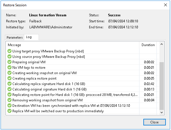 Réplication de machines virtuelles avec Veeam Backup & Replication