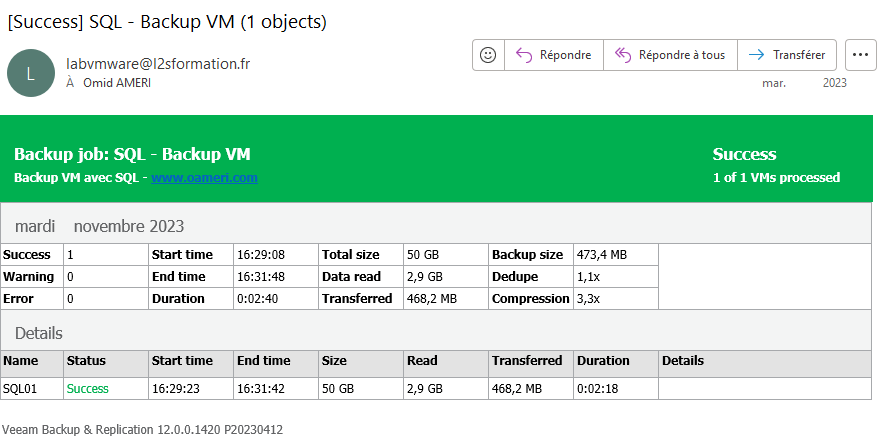 Sauvegarder ses bases de données SQL avec Veeam