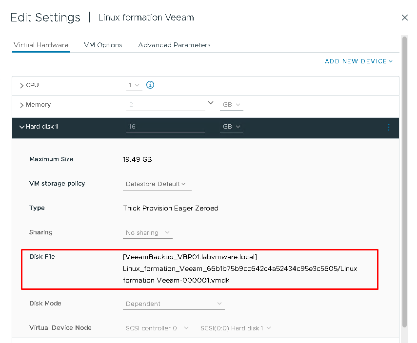 Restauration instantanée de VM avec l'Instant VM Recovery de Veeam Backup