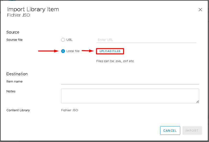 VMware: Création d'une bibliothèque de média pour les iso