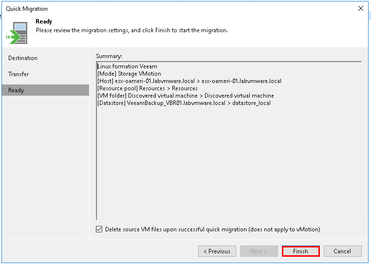 Restauration instantanée de VM avec l'Instant VM Recovery de Veeam Backup