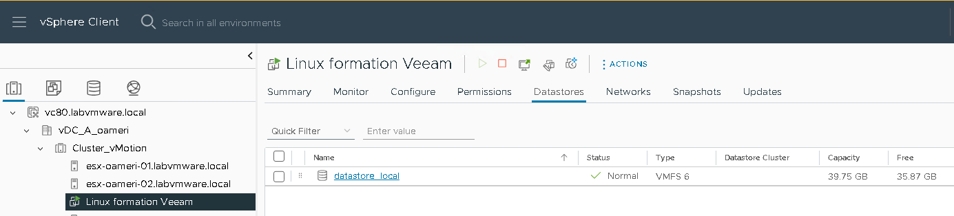 Restauration instantanée de VM avec l'Instant VM Recovery de Veeam Backup