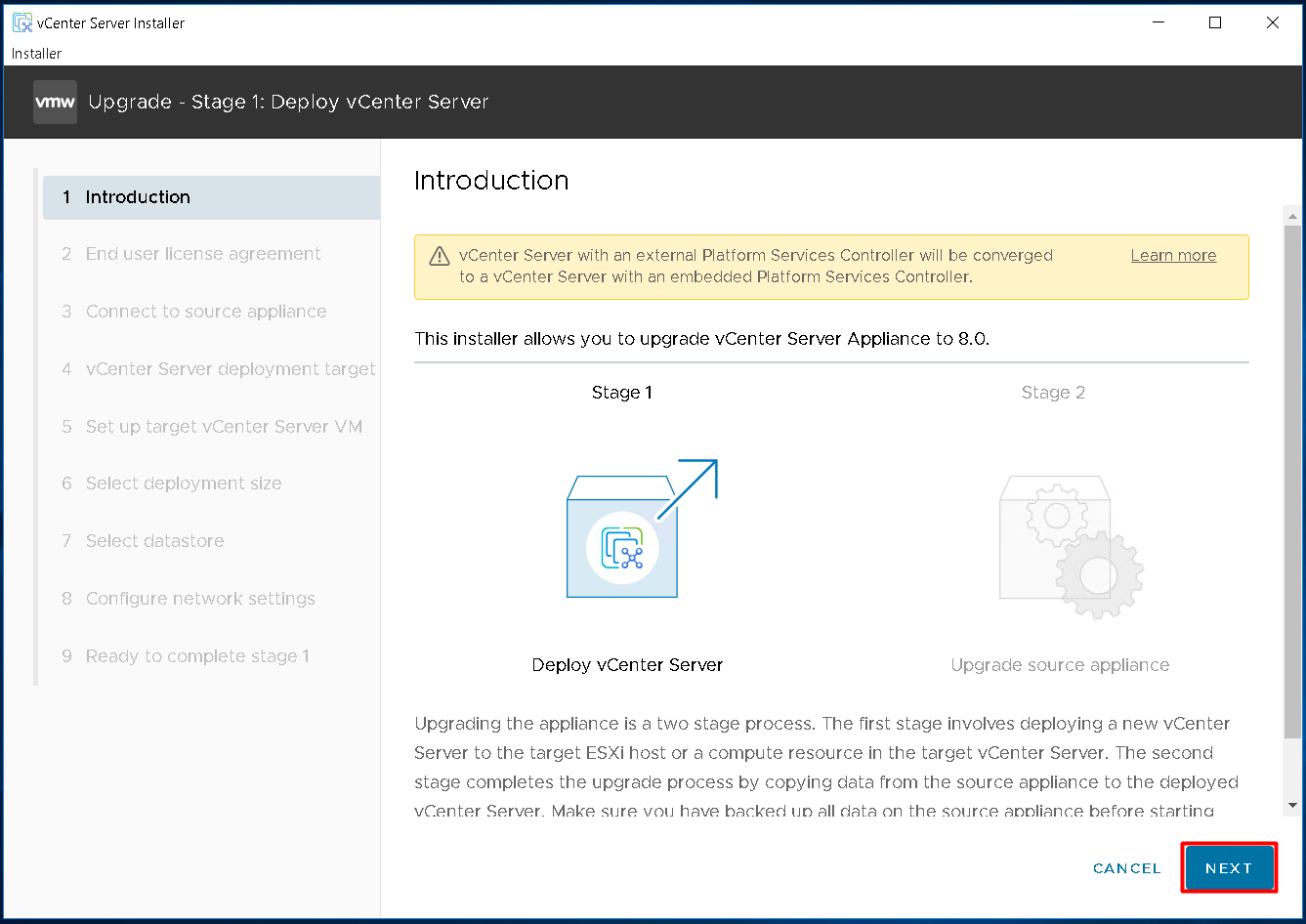 VMware: upgrader vCenter (VCSA) 7.x vers 8 étape par étape