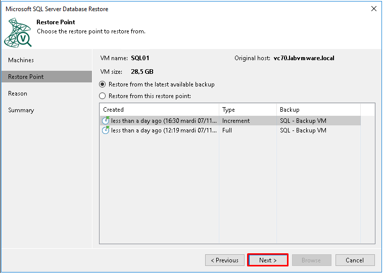 Sauvegarder ses bases de données SQL avec Veeam