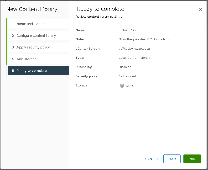 VMware: Création d'une bibliothèque de média pour les iso