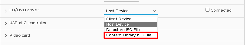 VMware: Création d'une bibliothèque de média pour les iso