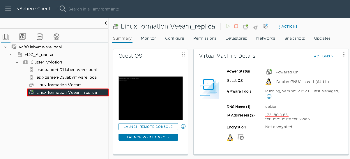 Réplication de machines virtuelles avec Veeam Backup & Replication