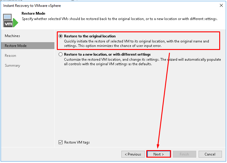 Restauration instantanée de VM avec l'Instant VM Recovery de Veeam Backup