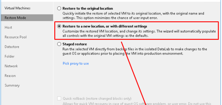 Restauration complète d'une VM avec Veeam Backup
