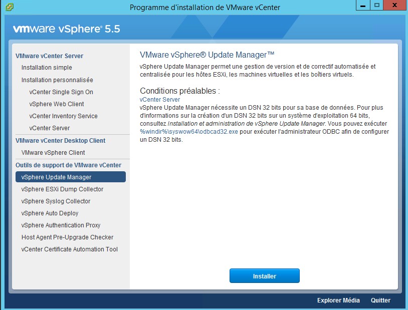 VMware : Installer Update Manager 5.5 sous Windows